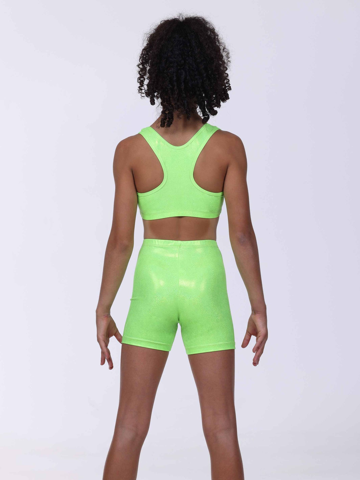 GYMNASTICS RACERBACK TANK TOP AND SHORT SET - Lime - Back View