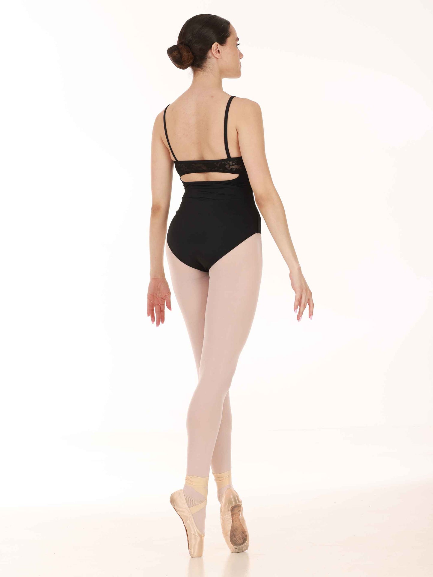 Black ballet leotard with lace for women - back view