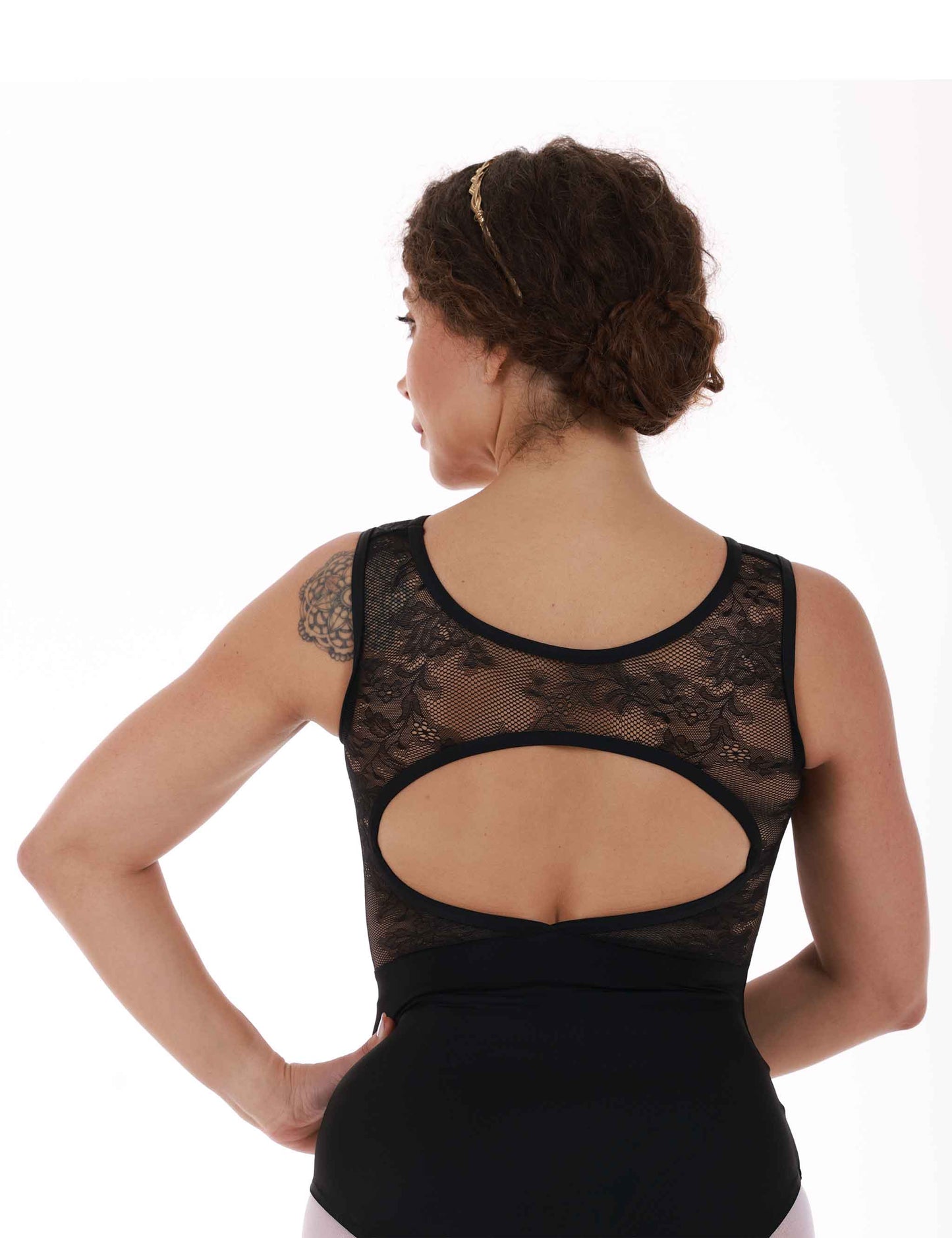 CIRCULAR BACK MESH TANK LEOTARD