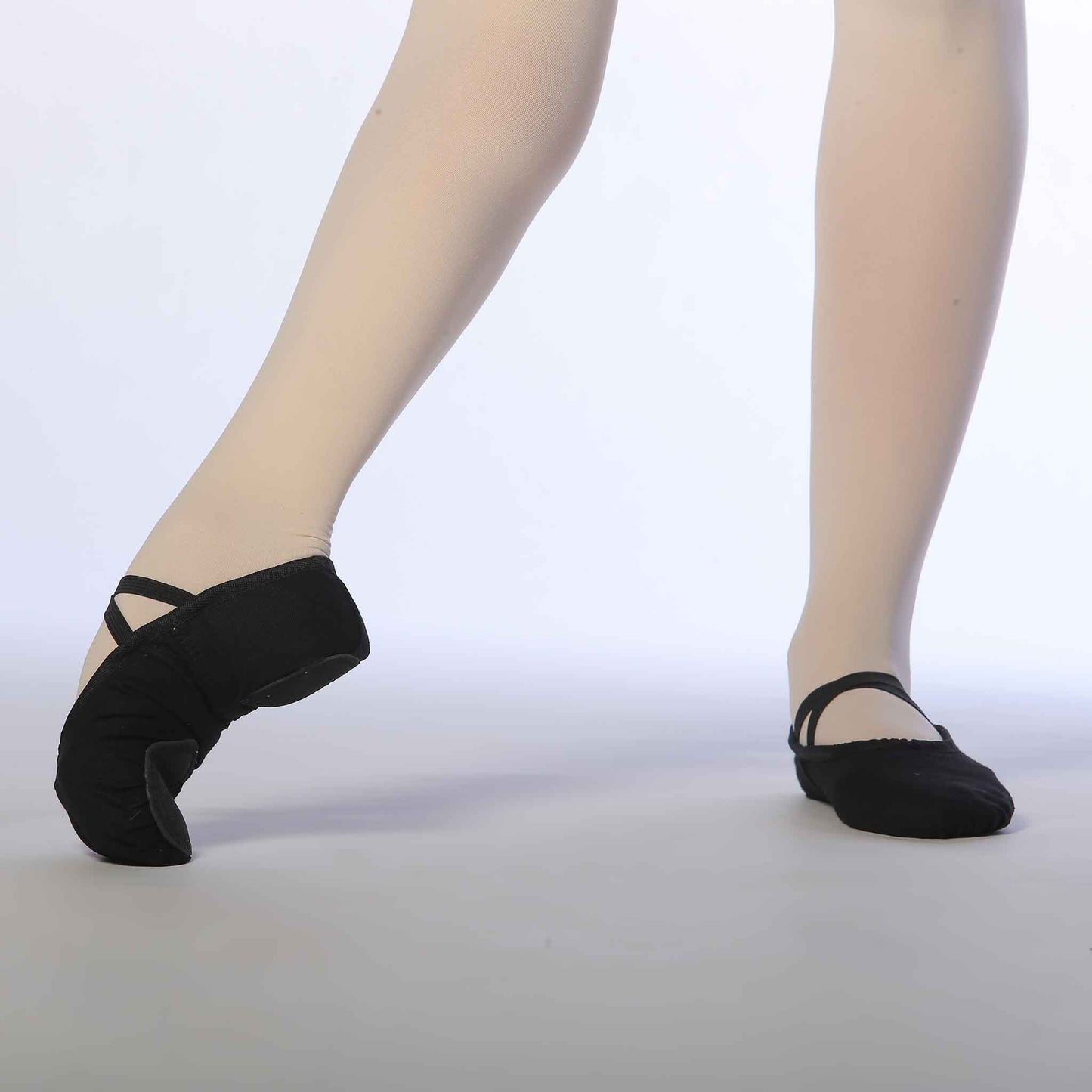 split sole ballet shoes canvas black