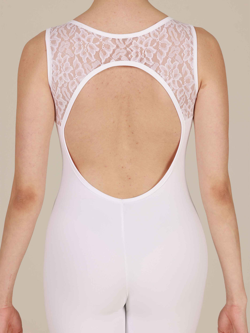 White TANK SLEEVE LACE UNITARD FOR DANCE AND YOGA