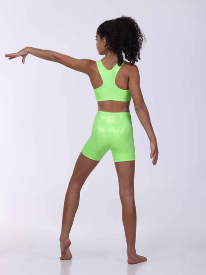 GYMNASTICS RACERBACK TANK TOP AND SHORT SET - Lime - Back View