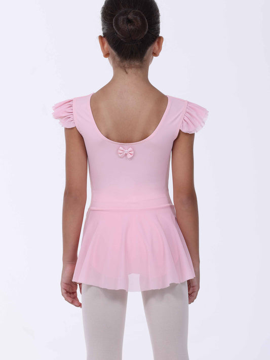 Pink ballet dress with a bow on a white background
