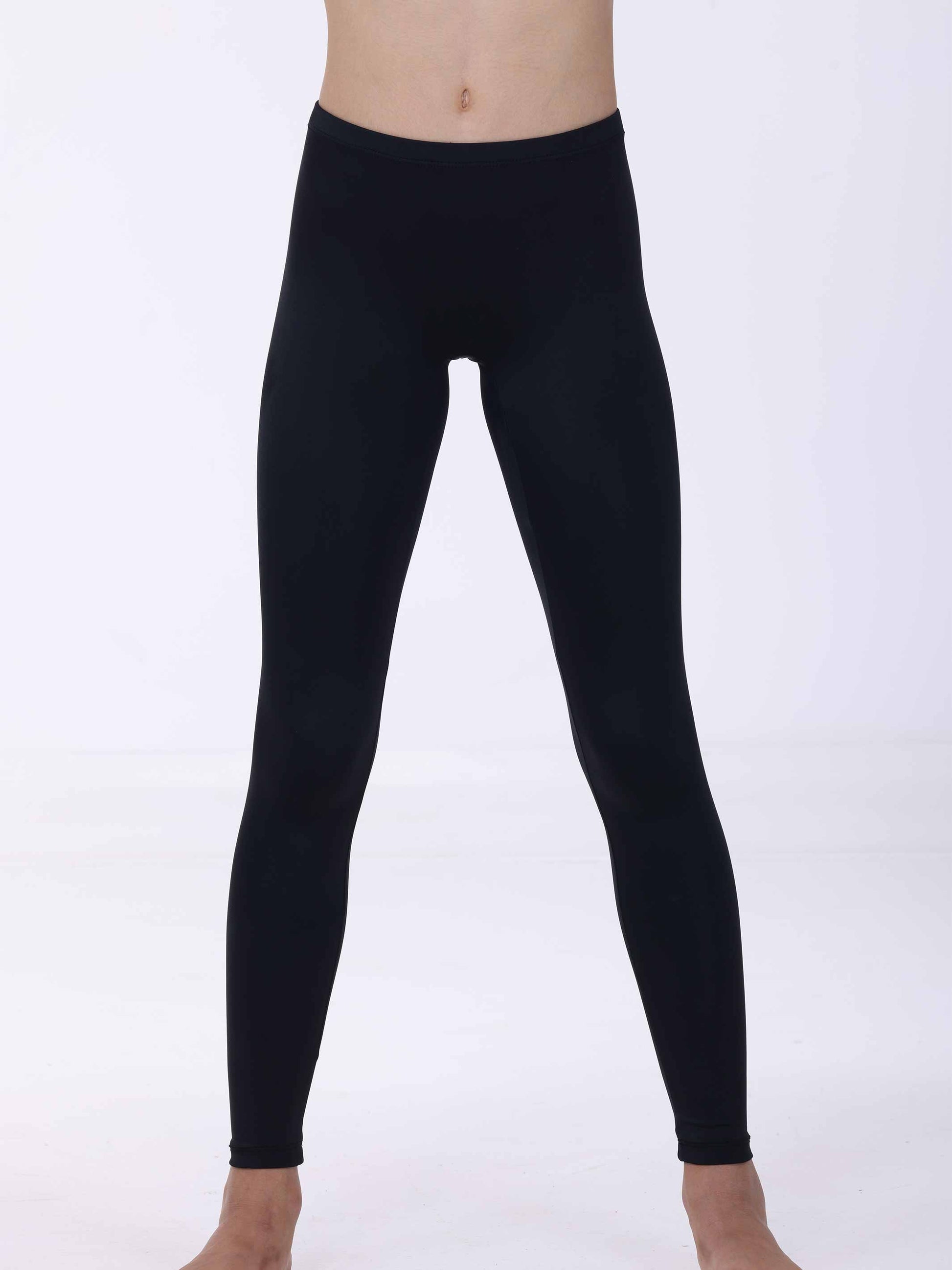Black leggings worn by a person on a white background