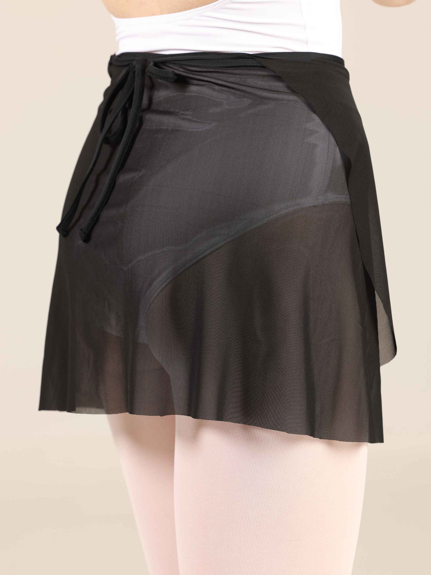 Short black ballet wrap skirt