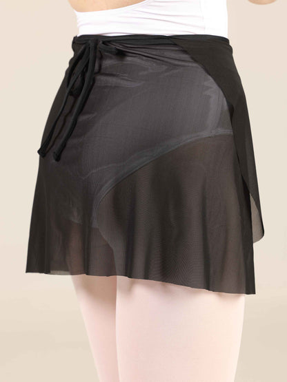 Short black ballet wrap skirt