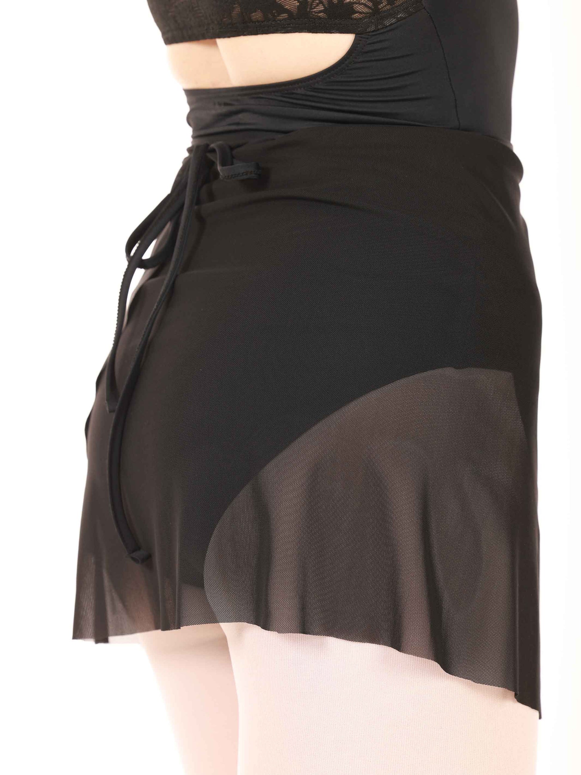 Short black ballet wrap skirt