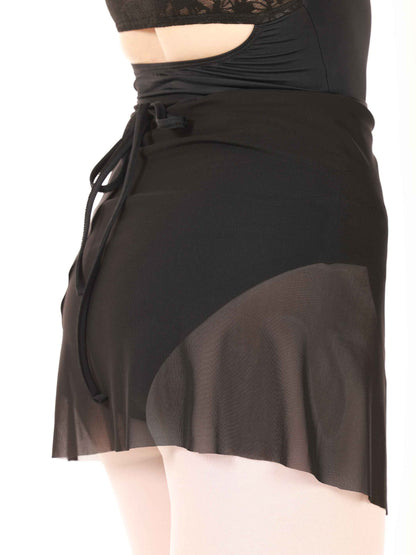Short black ballet wrap skirt