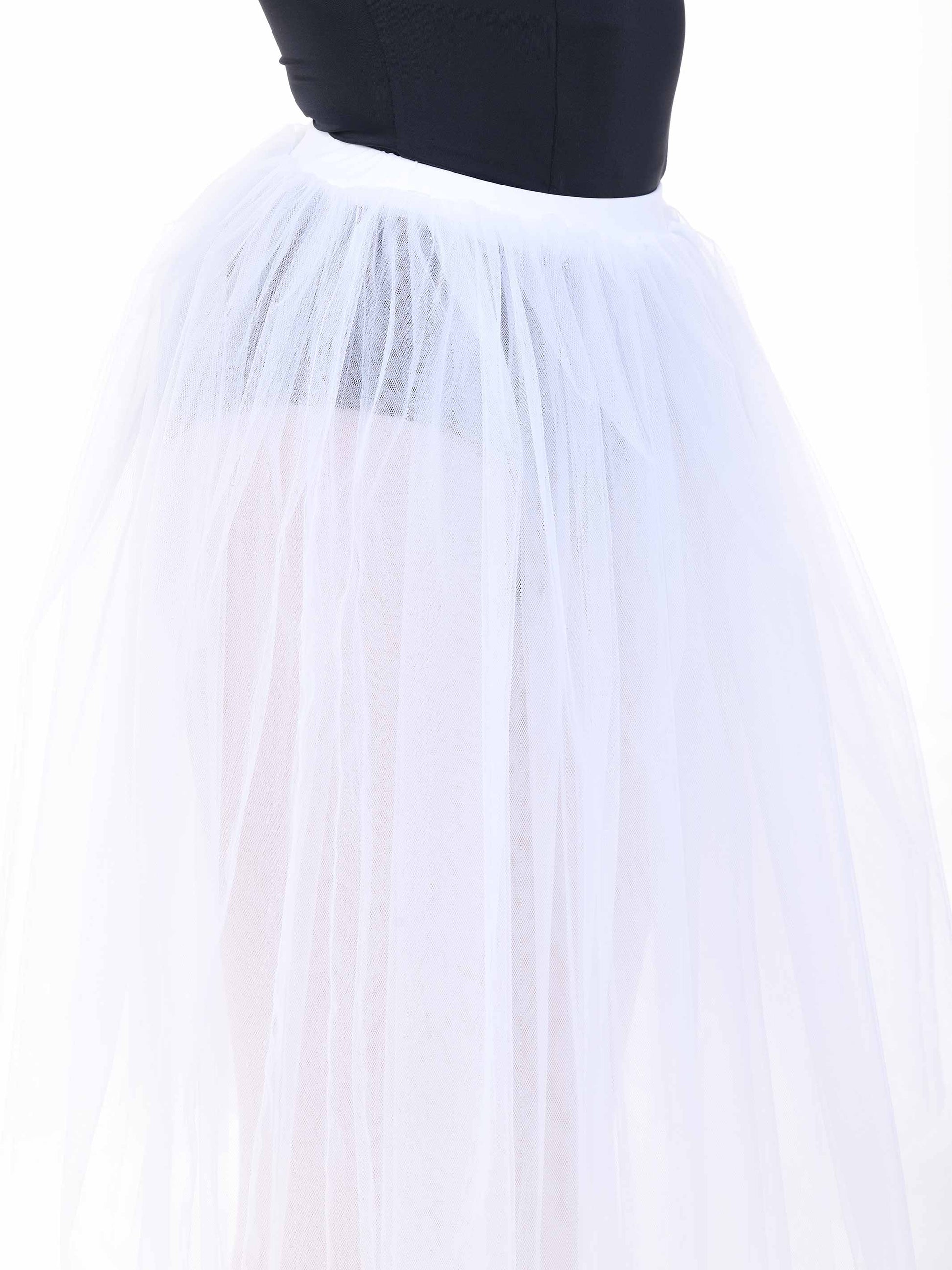 White tulle skirt on a plain background