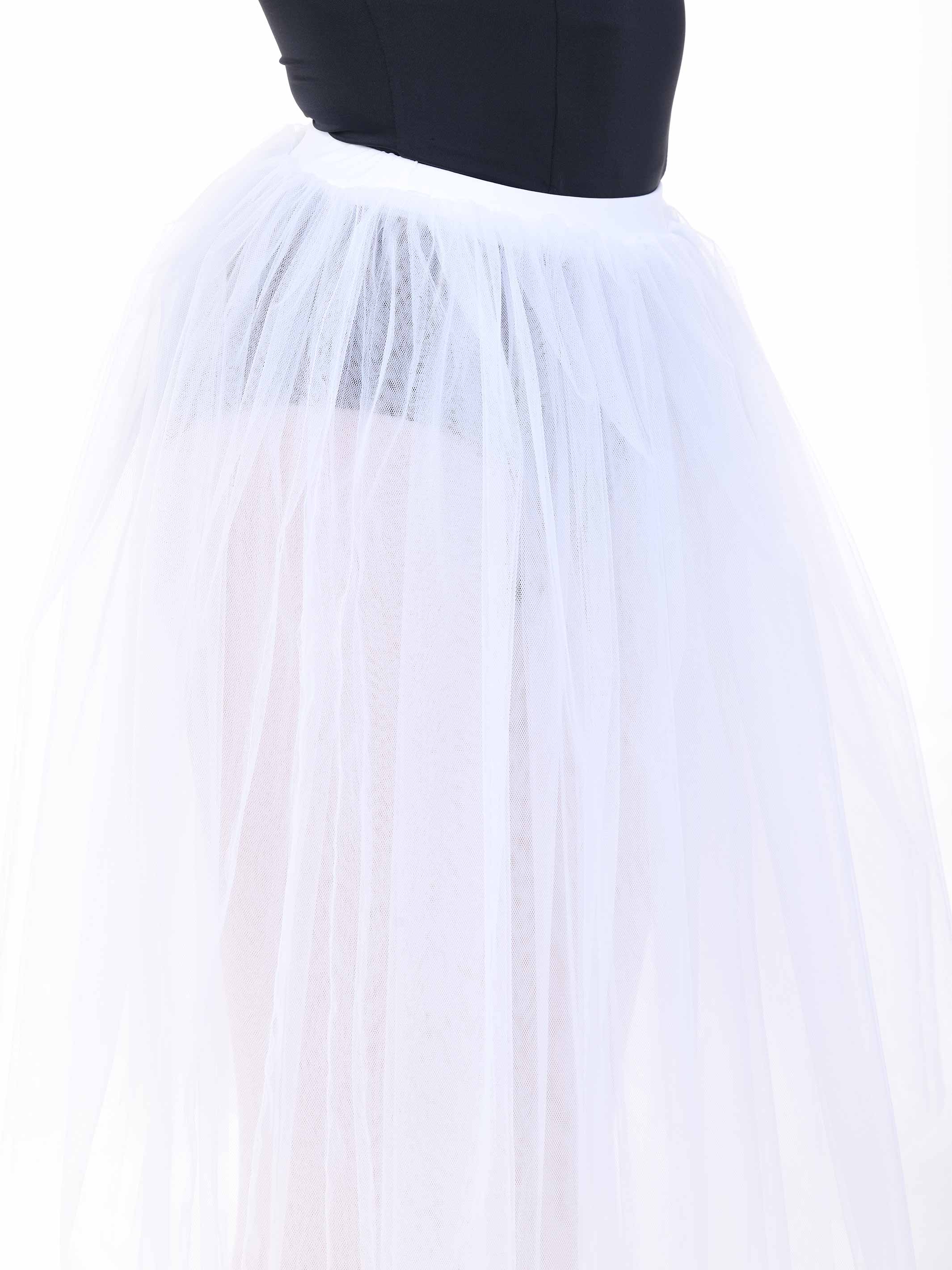 White tulle skirt on a plain background