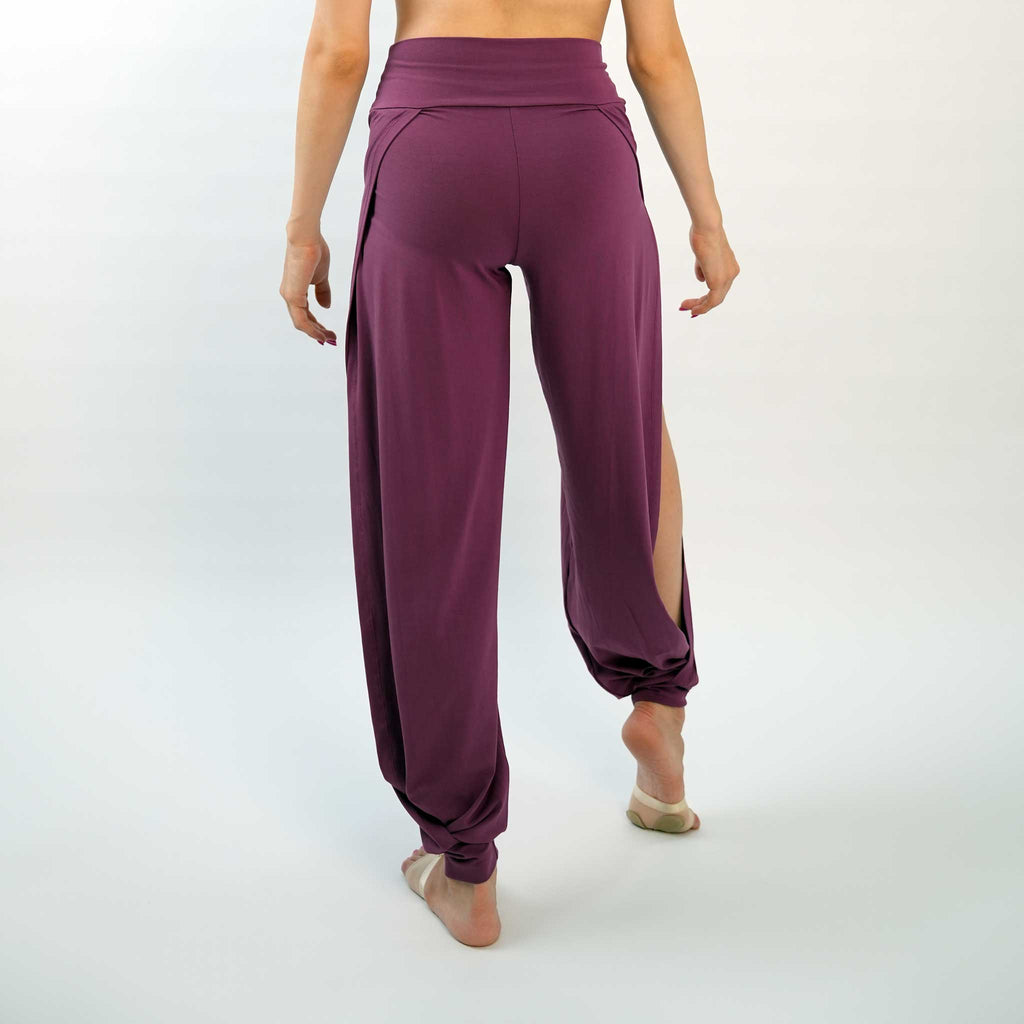 dancer posing in a purple jazz pants
