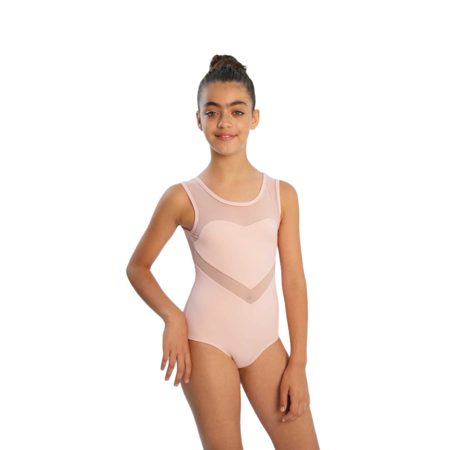 HEART MESH TANK SLEEVE BALLET LEOTARD