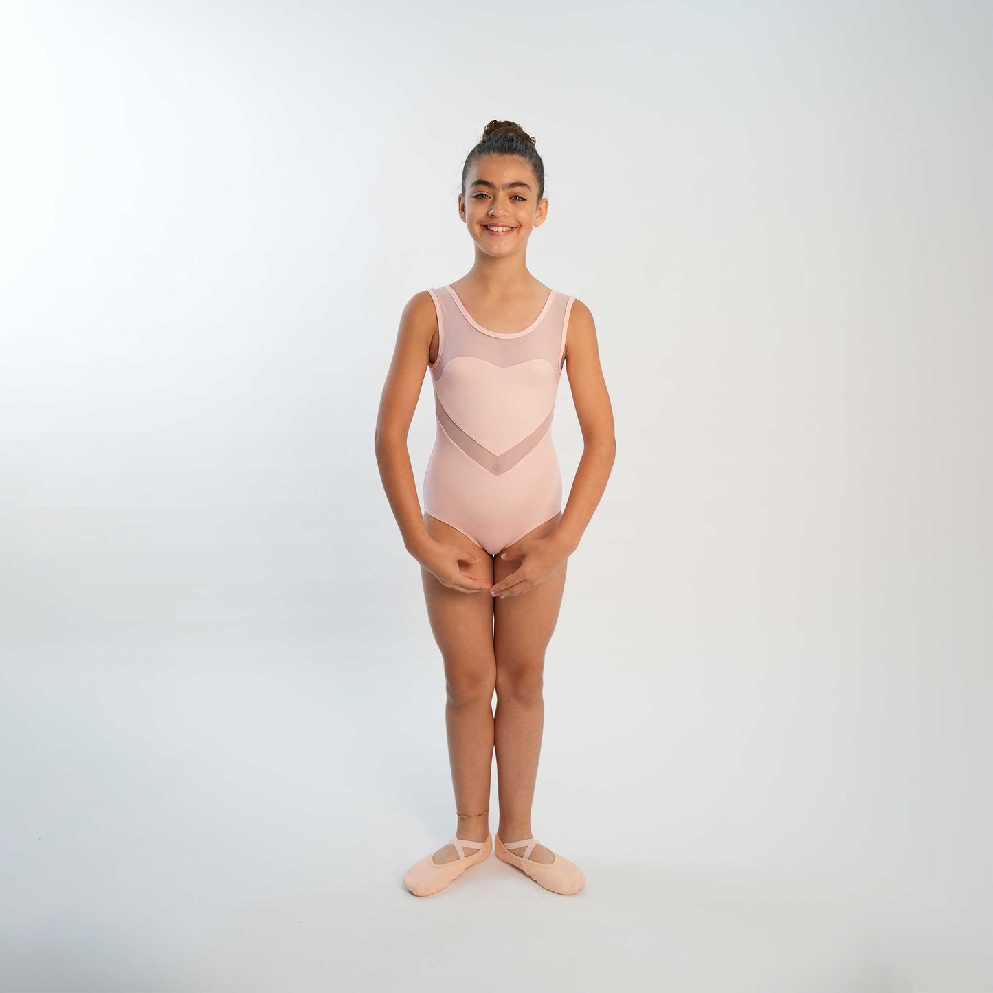 HEART MESH TANK SLEEVE BALLET LEOTARD