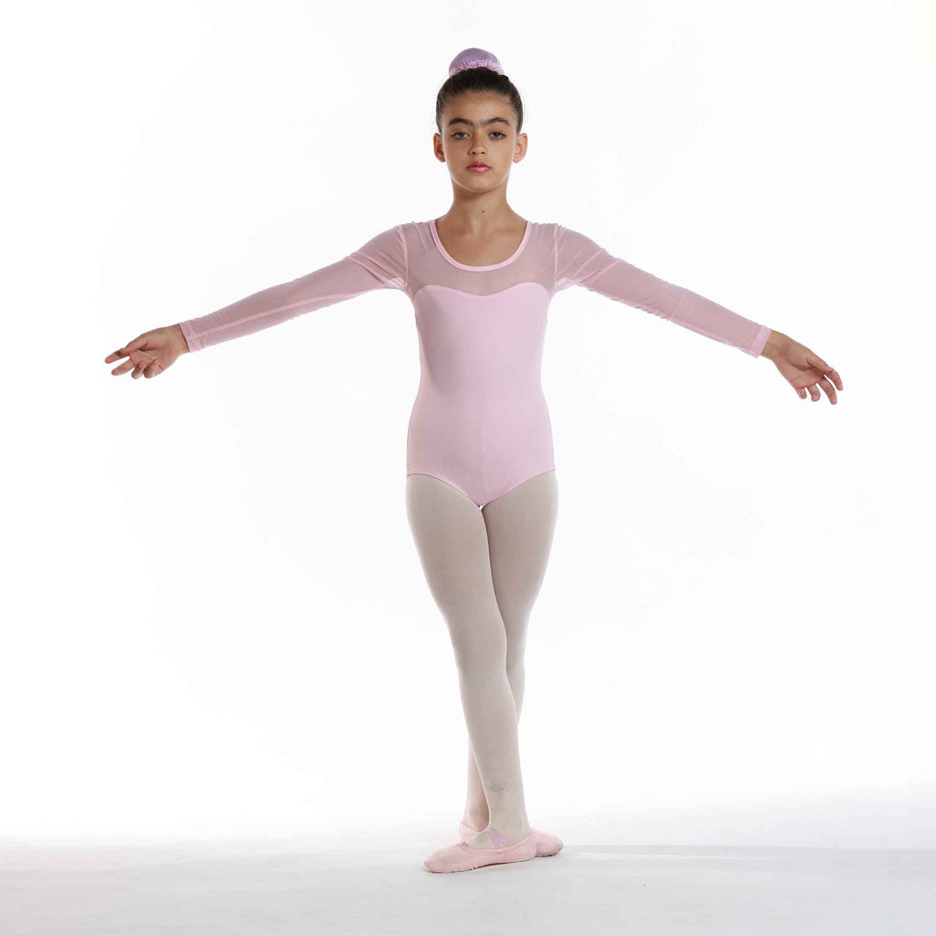 LONG SLEEVE MESH GIRLS BALLET LEOTARD