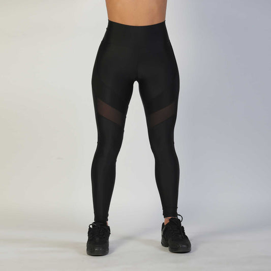 high waist legging with front mesh black