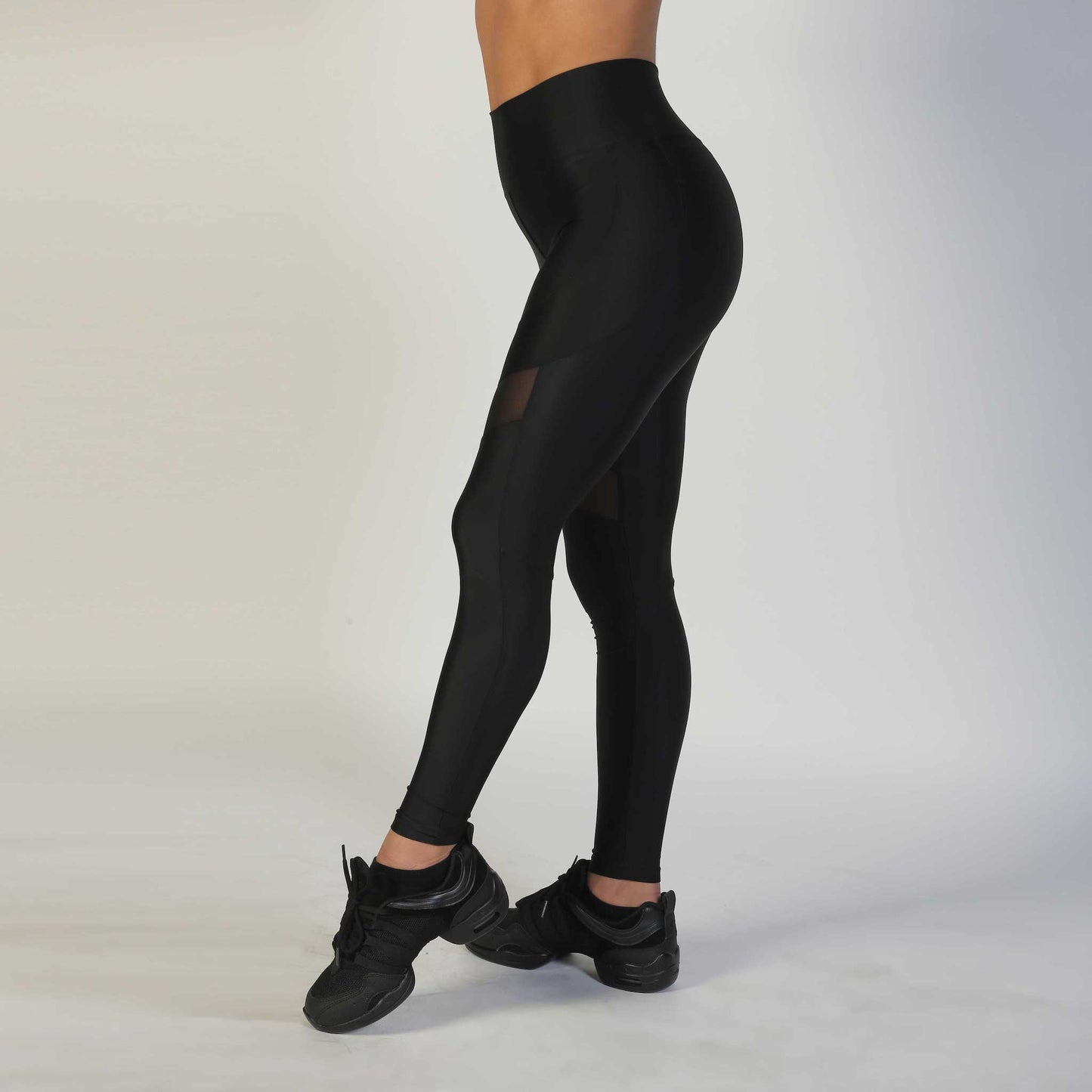 high waist legging with front mesh black